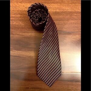 🌿SALE🌿BARONI Milano Silk Black Orange Striped Necktie